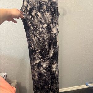 Black and Gray Tie-Dye Maxi Dress